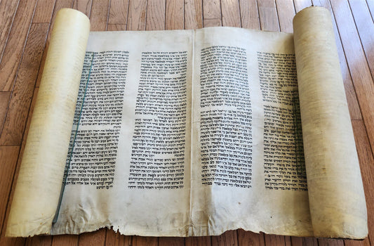 TORAH SCROLL FRAGMENT VELLUM MANUSCRIPT 19th century ANTIQUE Book of EXODUS