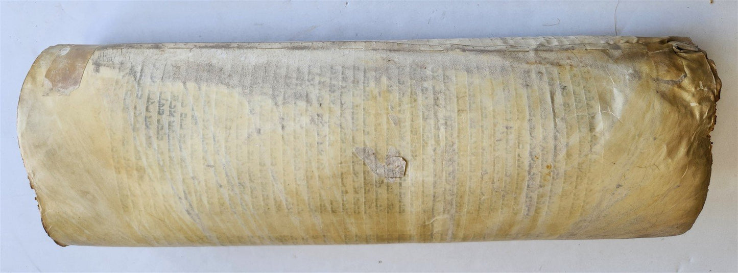 TORAH SCROLL FRAGMENT VELLUM MANUSCRIPT 19th century ANTIQUE Book of EXODUS