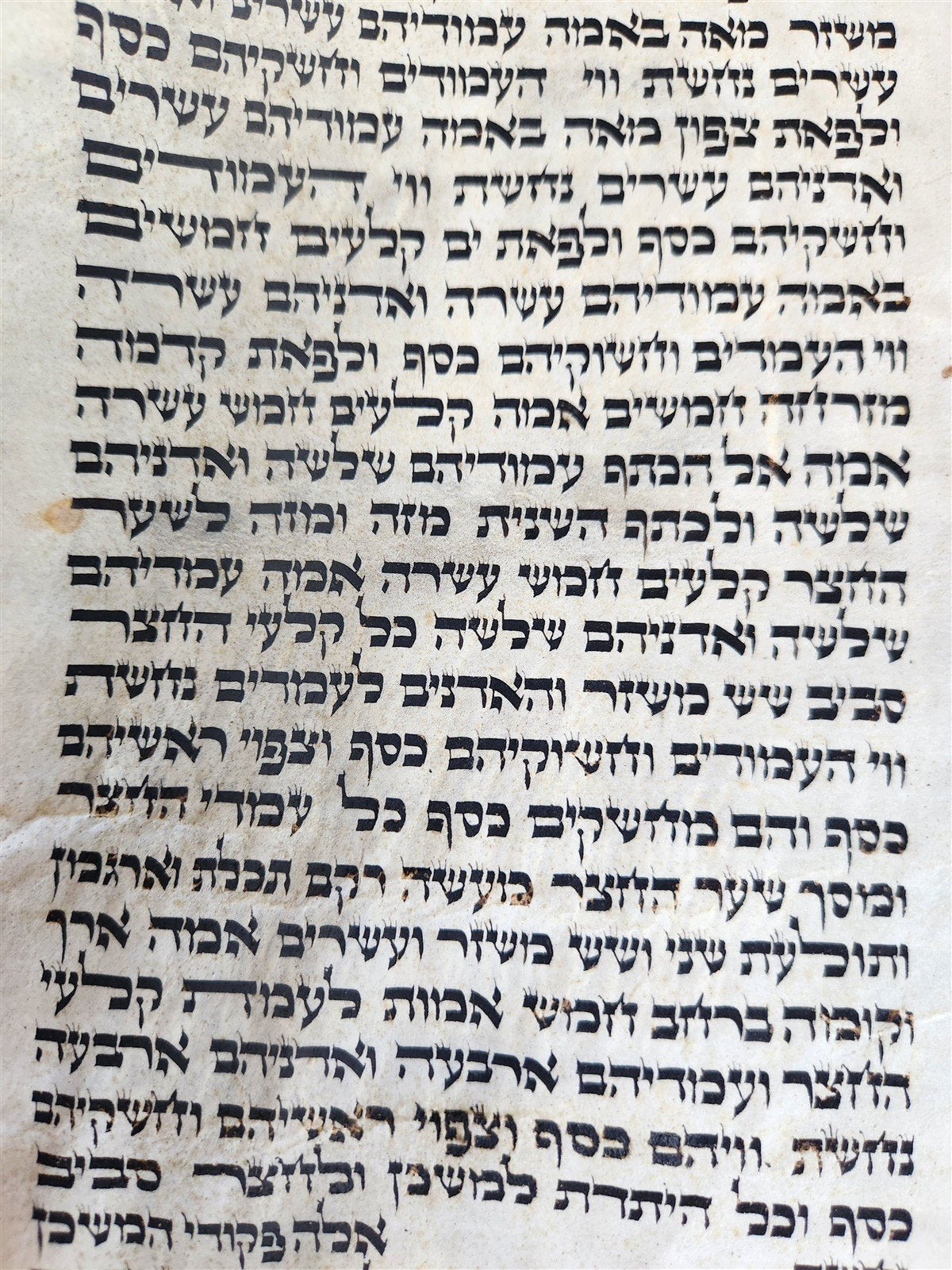 TORAH SCROLL FRAGMENT VELLUM MANUSCRIPT 19th century ANTIQUE Book of EXODUS