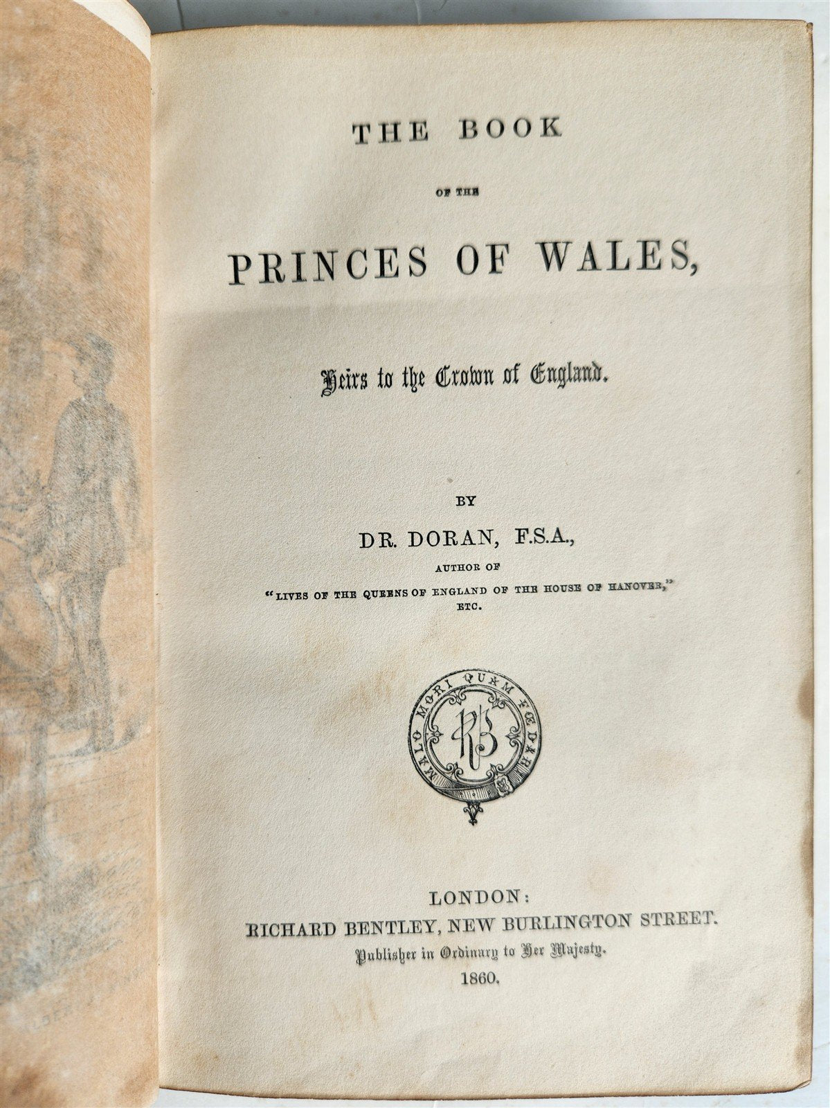 1860 THE BOOK of the PRINCES of WALES Heirs to the Crown of England antique