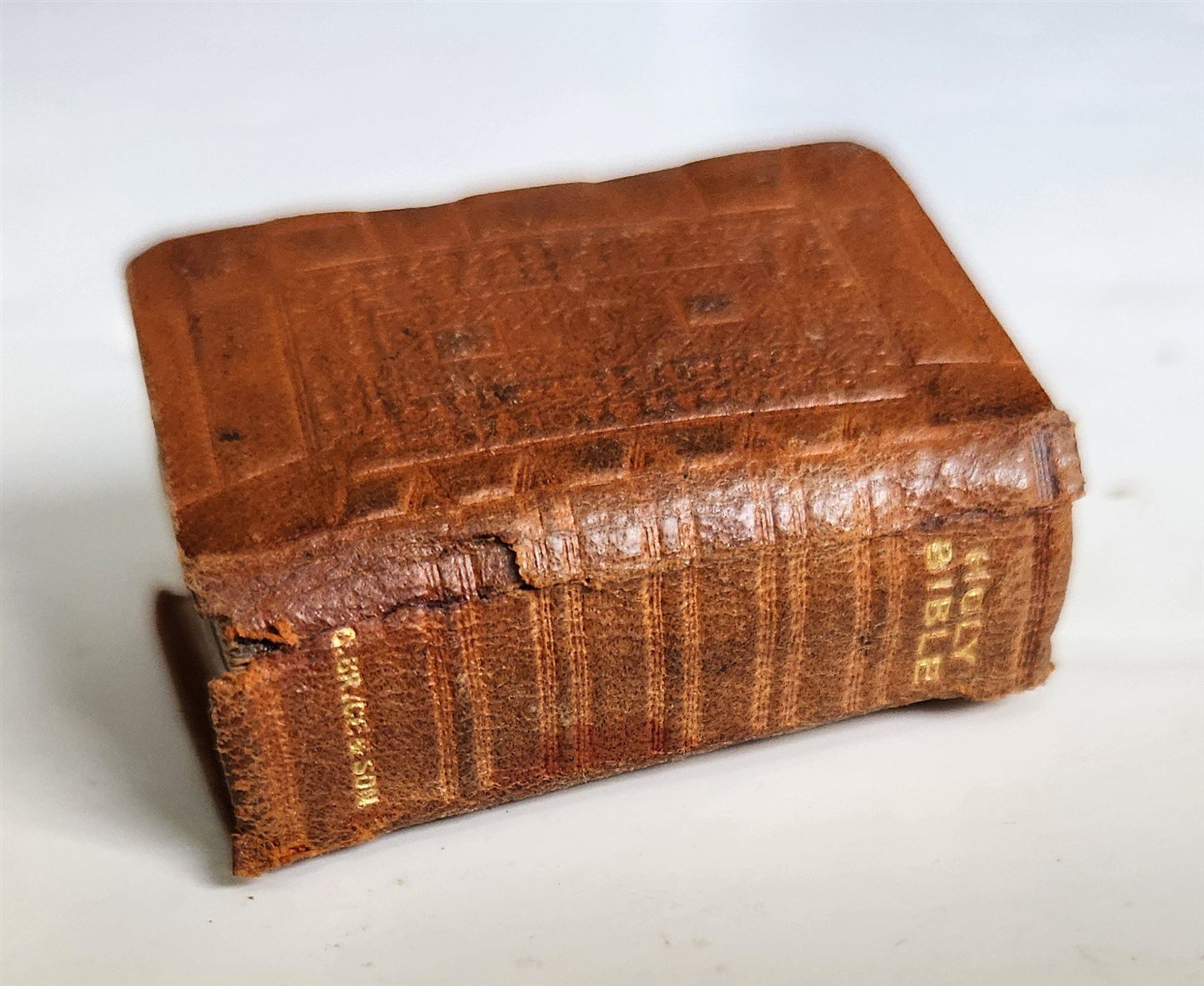 1838 MINIATURE BIBLE in ENGLISH w/ Magnified glass ANTIQUE illustrated