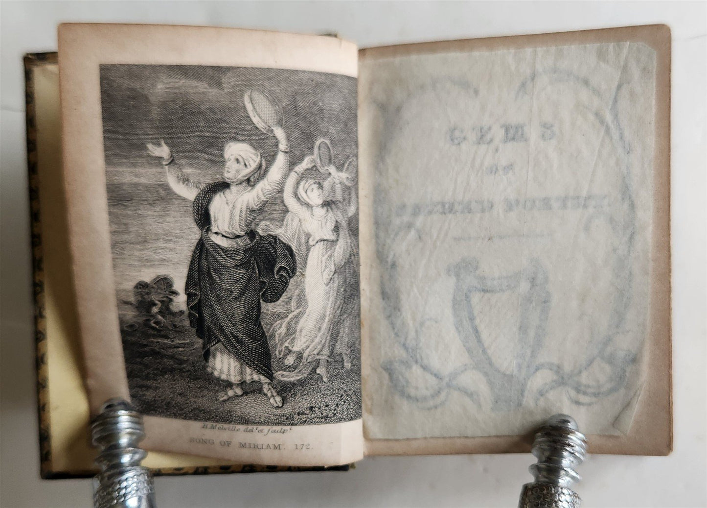 1840s MINIATURE BOOK GEMS of SACRED POETRY in ENGLISH antique
