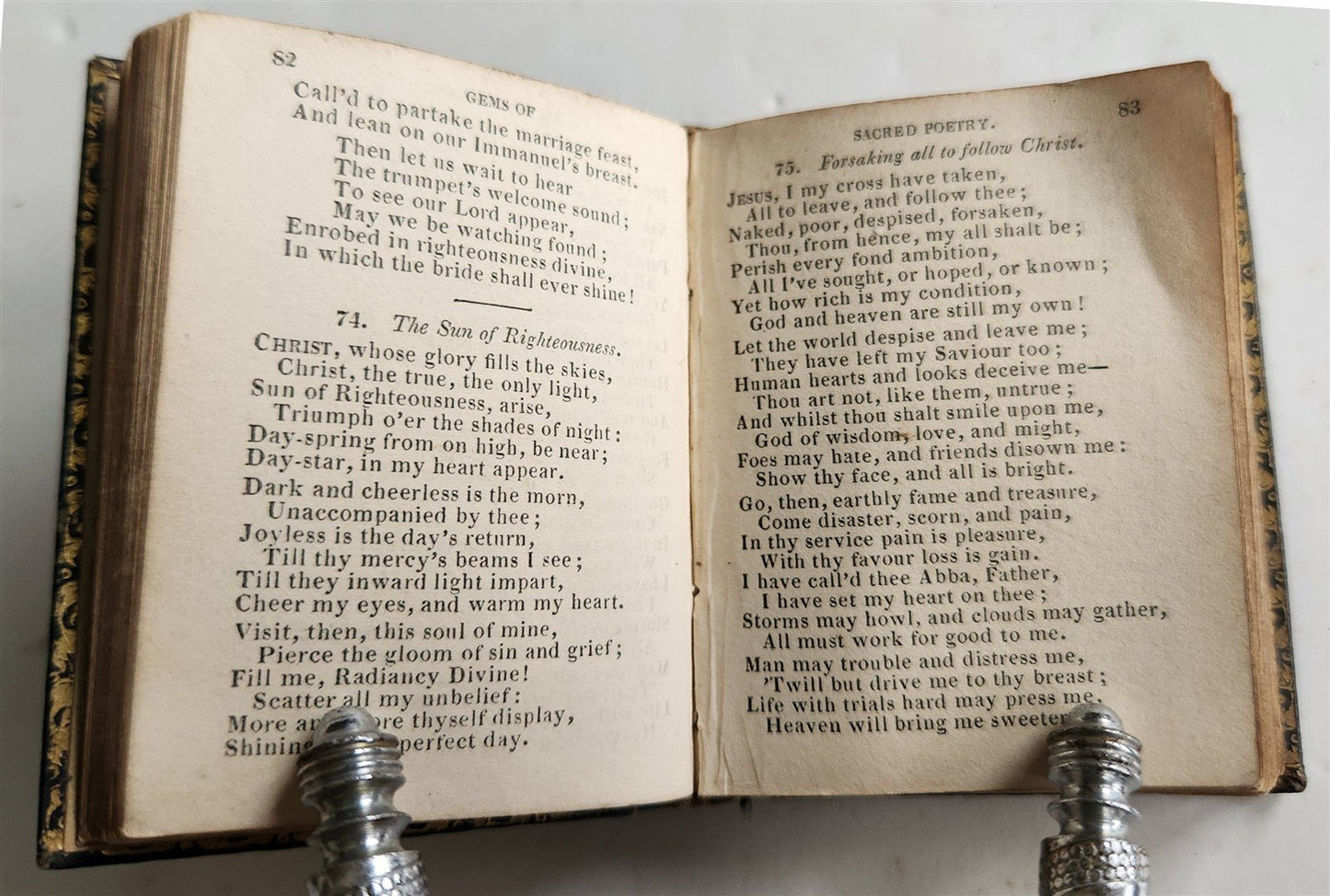 1840s MINIATURE BOOK GEMS of SACRED POETRY in ENGLISH antique