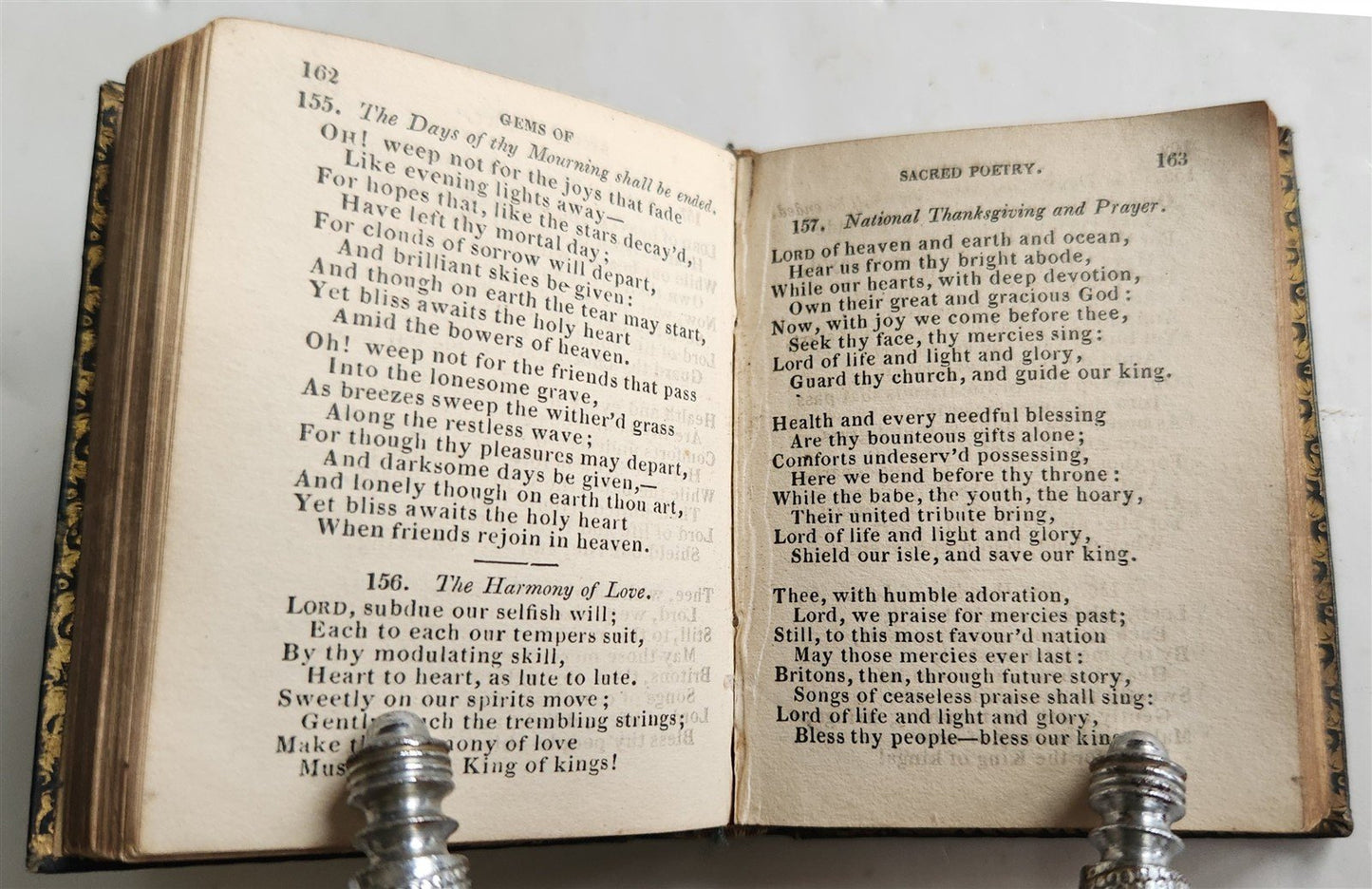 1840s MINIATURE BOOK GEMS of SACRED POETRY in ENGLISH antique