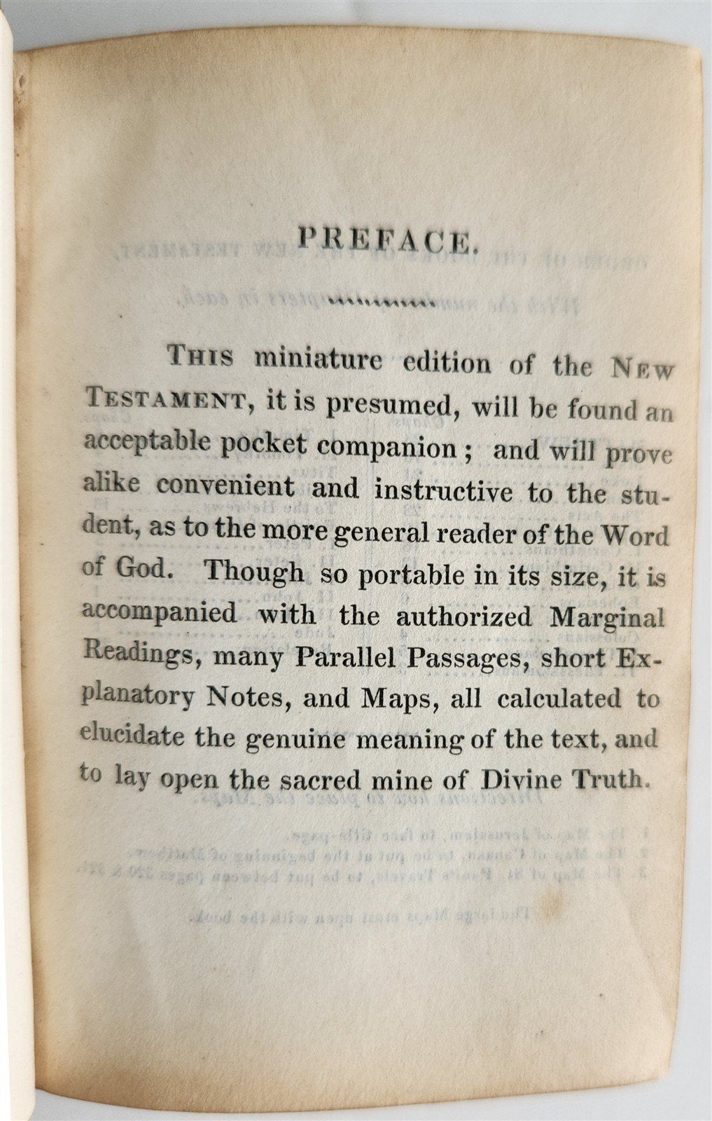 1835 BIBLE in ENGLISH - POCKET SIZE antique ILLUSTRATED w/ MAPS New Testament