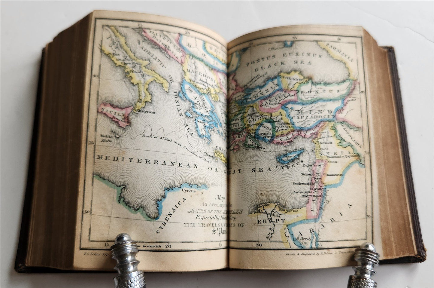 1835 BIBLE in ENGLISH - POCKET SIZE antique ILLUSTRATED w/ MAPS New Testament