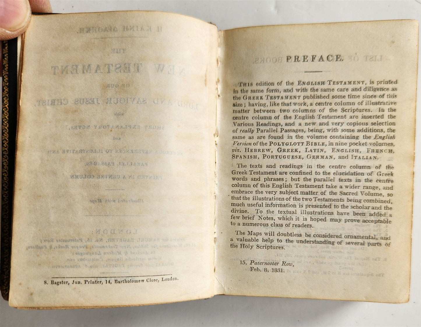 1832 BIBLE in ENGLISH - POCKET SIZE antique NEW TESTAMENT