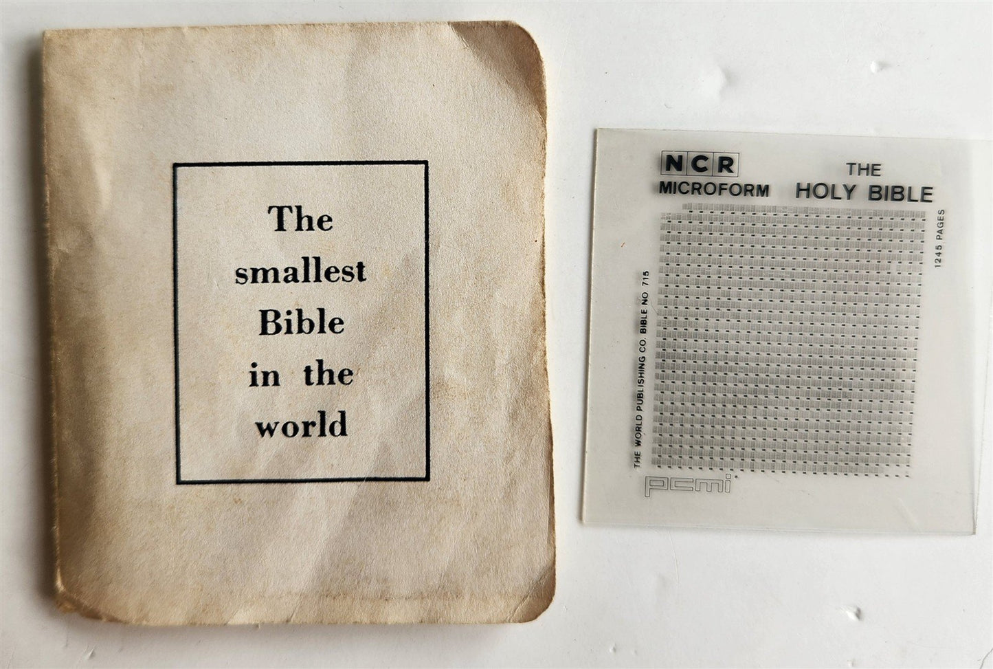 1966 BIBLE WORLD'S SMALLEST English KJV NCR MICROFORM Space LUNAR Bible VINTAGE