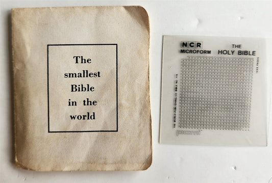 1966 BIBLE WORLD'S SMALLEST English KJV NCR MICROFORM Space LUNAR Bible VINTAGE
