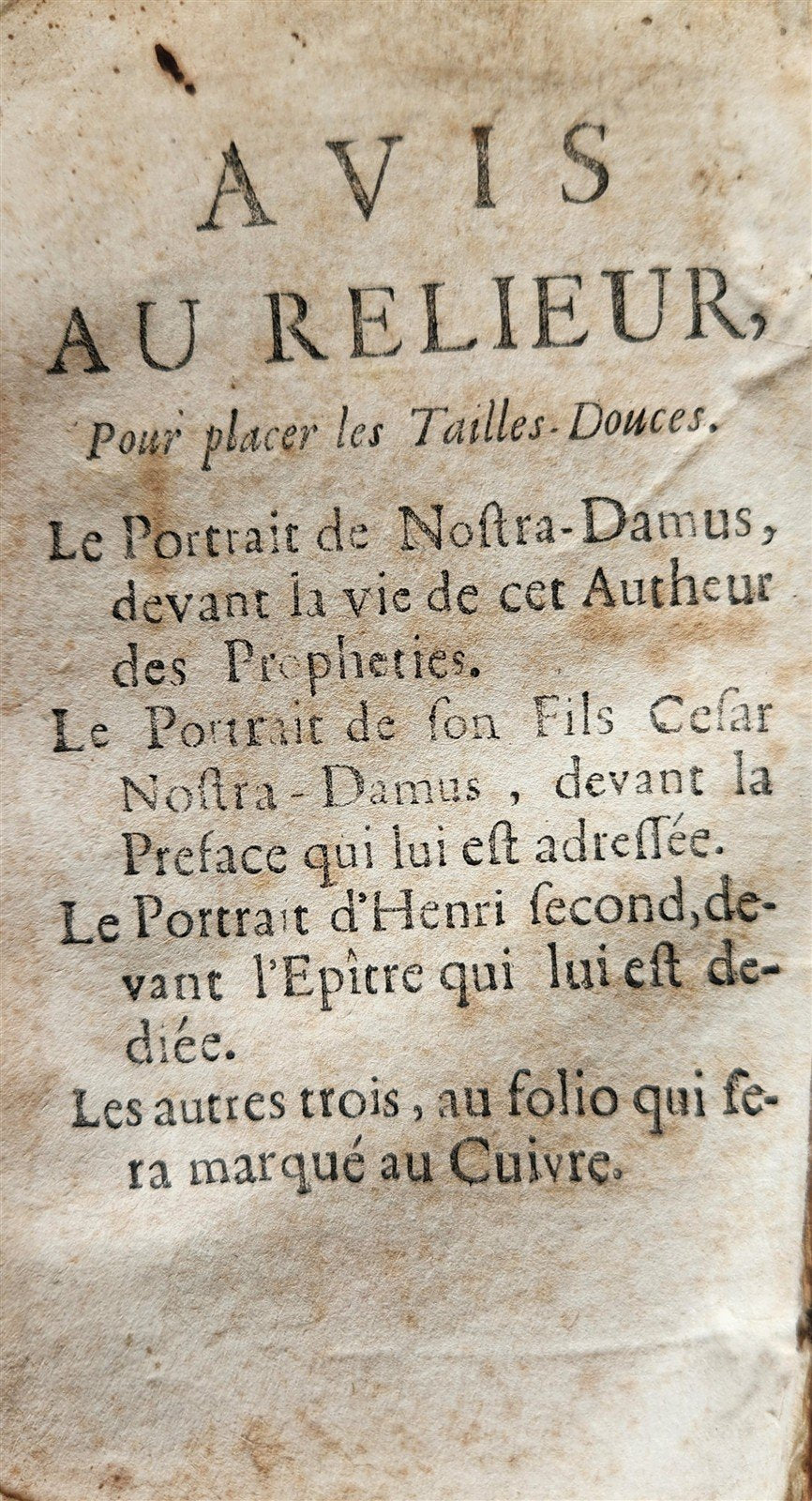 1685 PROPHECIES of MICHEL NOSTRADAMUS in FRENCH antique OCCULT