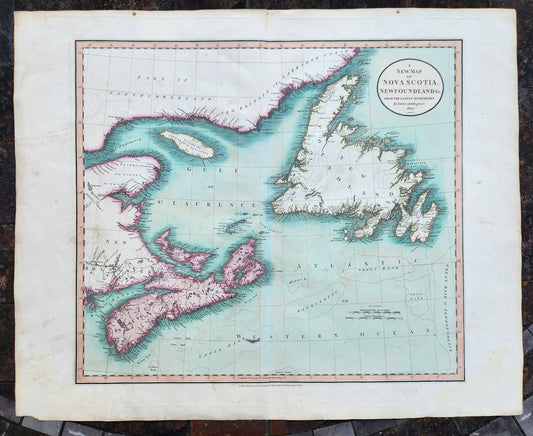 1807 MAP of CANADA -NOVA SCOTIA NEWFOUNDLAND by JOHN CARY London ANTIQUE
