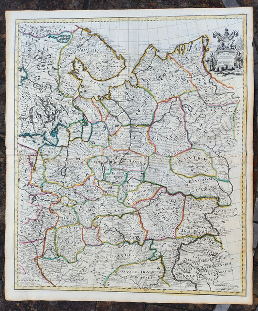 1721 MAP of RUSSIA - MOSCOVEY in EUROPE by Abel Ketelbey ANTIQUE