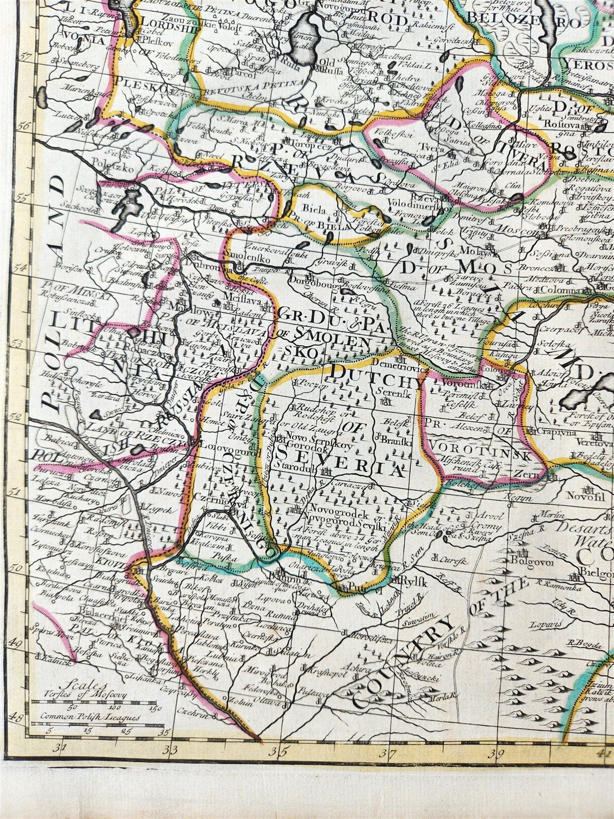 1721 MAP of RUSSIA - MOSCOVEY in EUROPE by Abel Ketelbey ANTIQUE