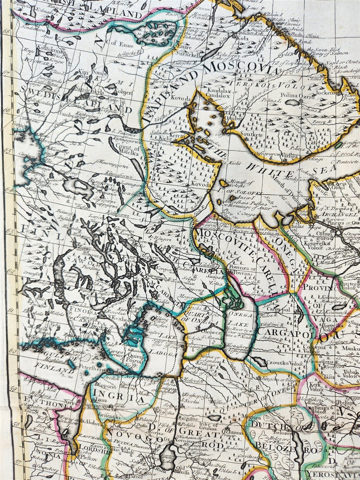 1721 MAP of RUSSIA - MOSCOVEY in EUROPE by Abel Ketelbey ANTIQUE