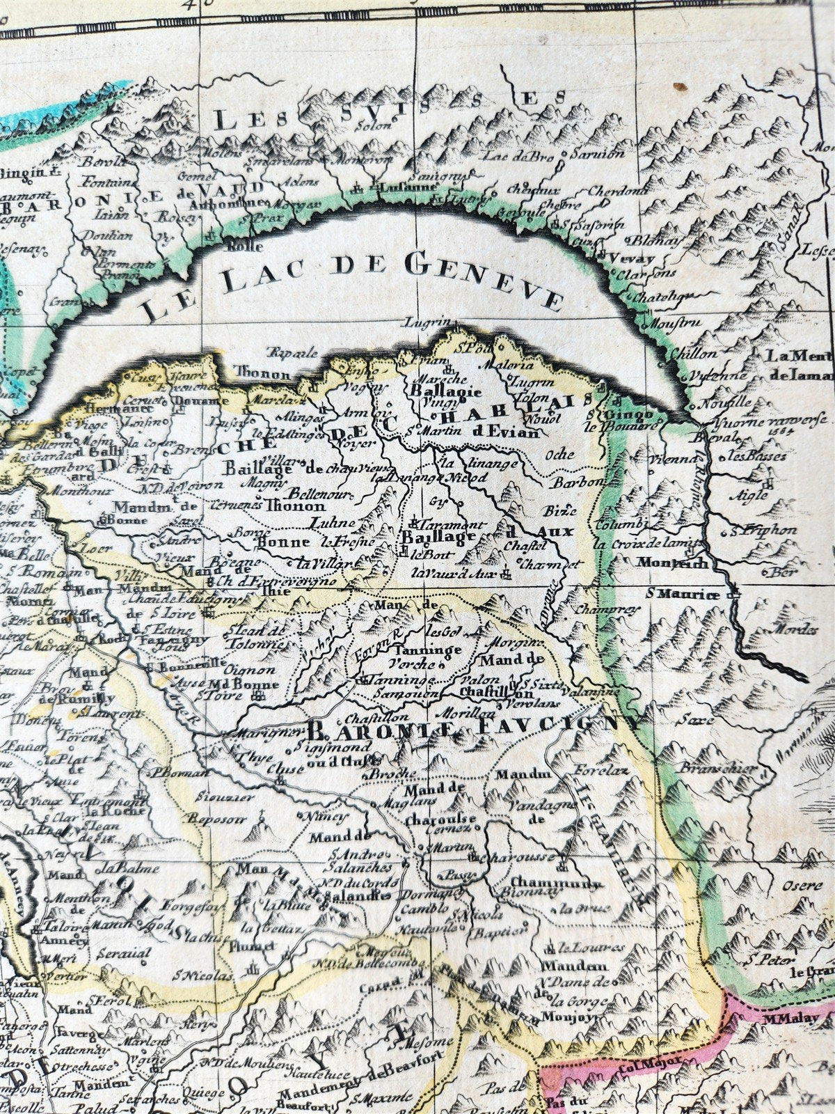 1721 MAP of FRANCE - SAVOY & PIEDMONT ANTIQUE w/ plan of Turin & view of Verrua