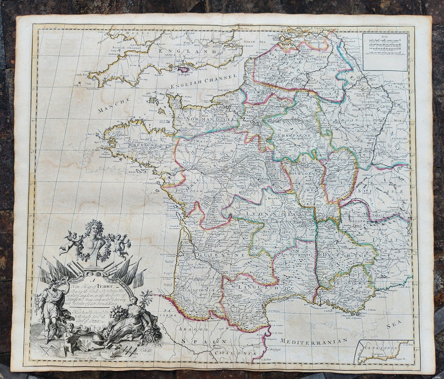 1719 MAP of FRANCE by JOHN SENEX antique