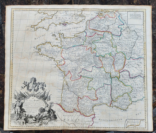 1719 MAP of FRANCE by JOHN SENEX antique