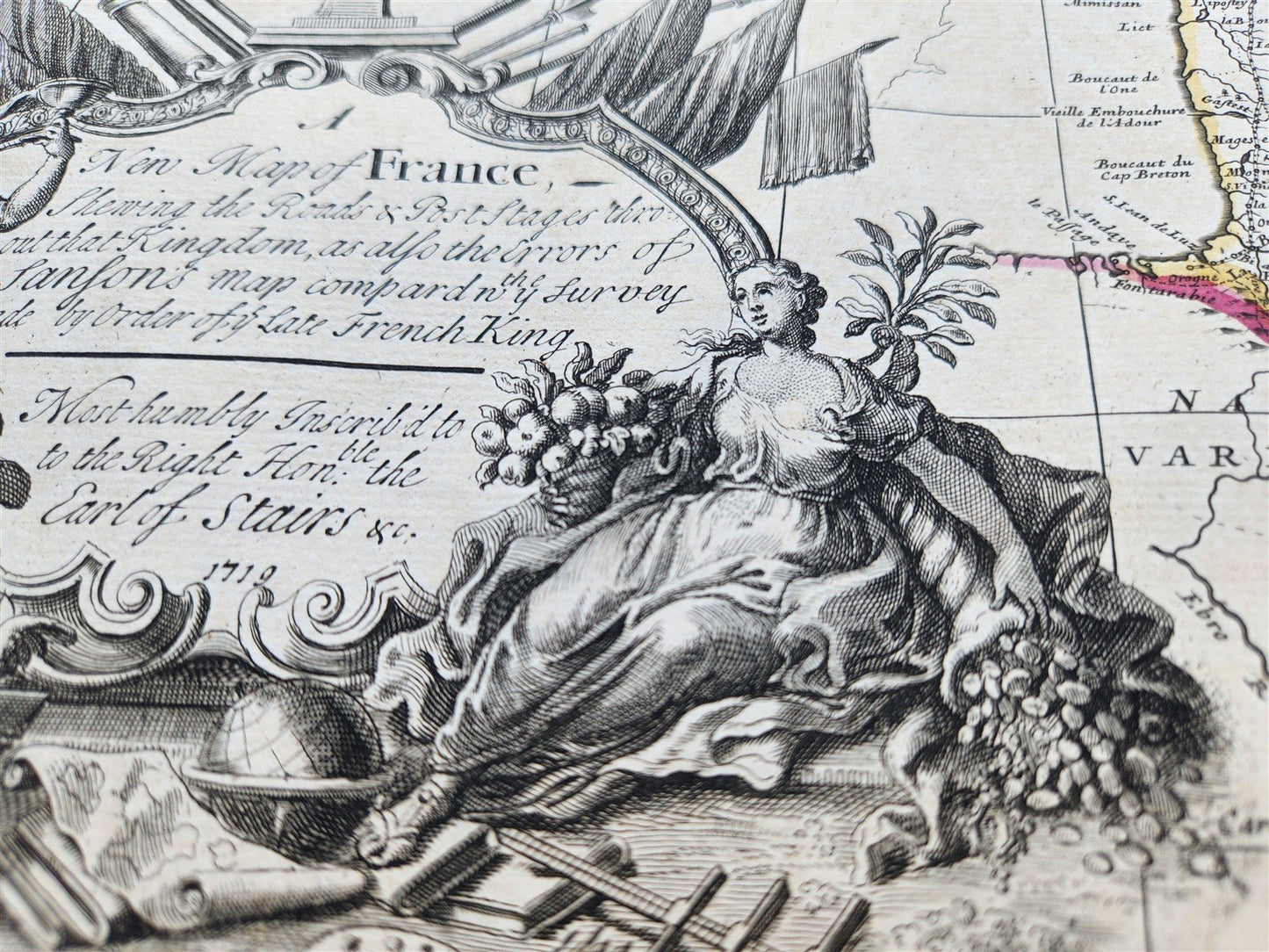 1719 MAP of FRANCE by JOHN SENEX antique