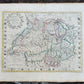 1720 MAP of SWITZERLAND & country of GRISONS w/CRESTS of CANTONS antique ENGLISH
