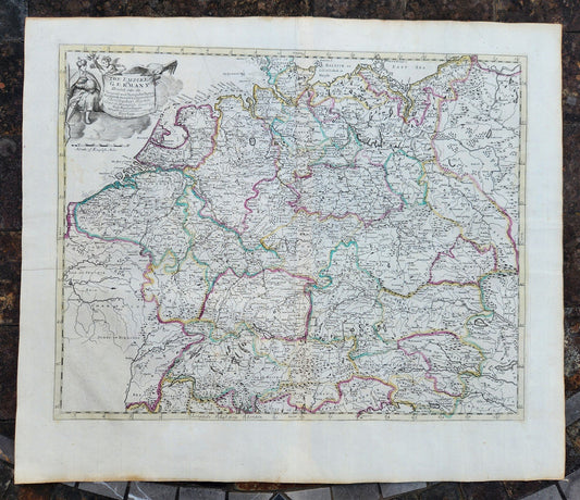 1721 MAP of THE EMPIRE of GERMANY by JOHN SENEX antique
