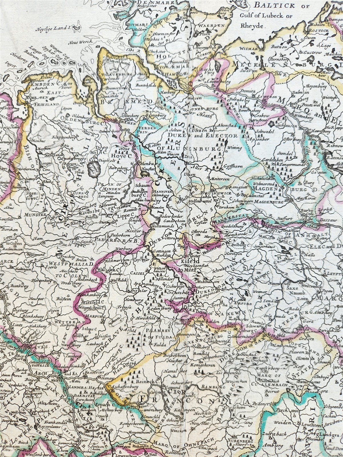 1721 MAP of THE EMPIRE of GERMANY by JOHN SENEX antique