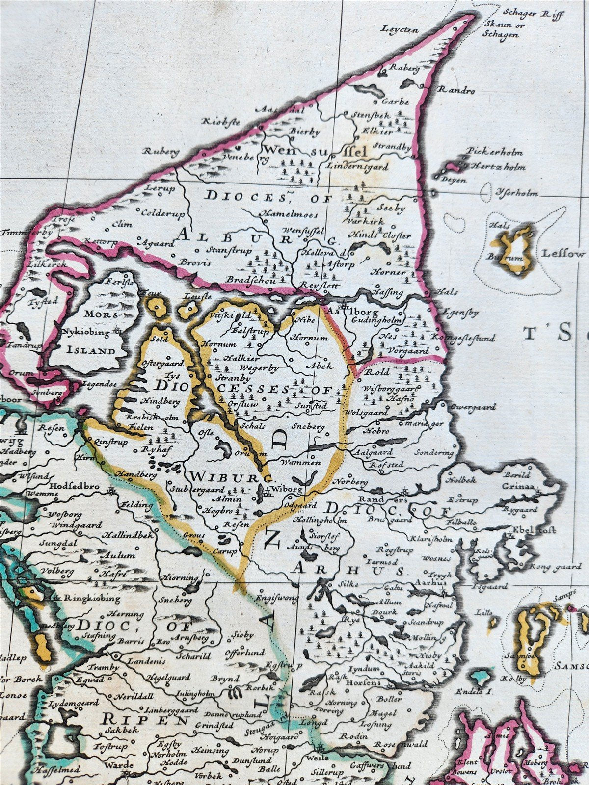 1719 NEW MAP of the KINGDOM of DENMARK by JOHN SENEX antique