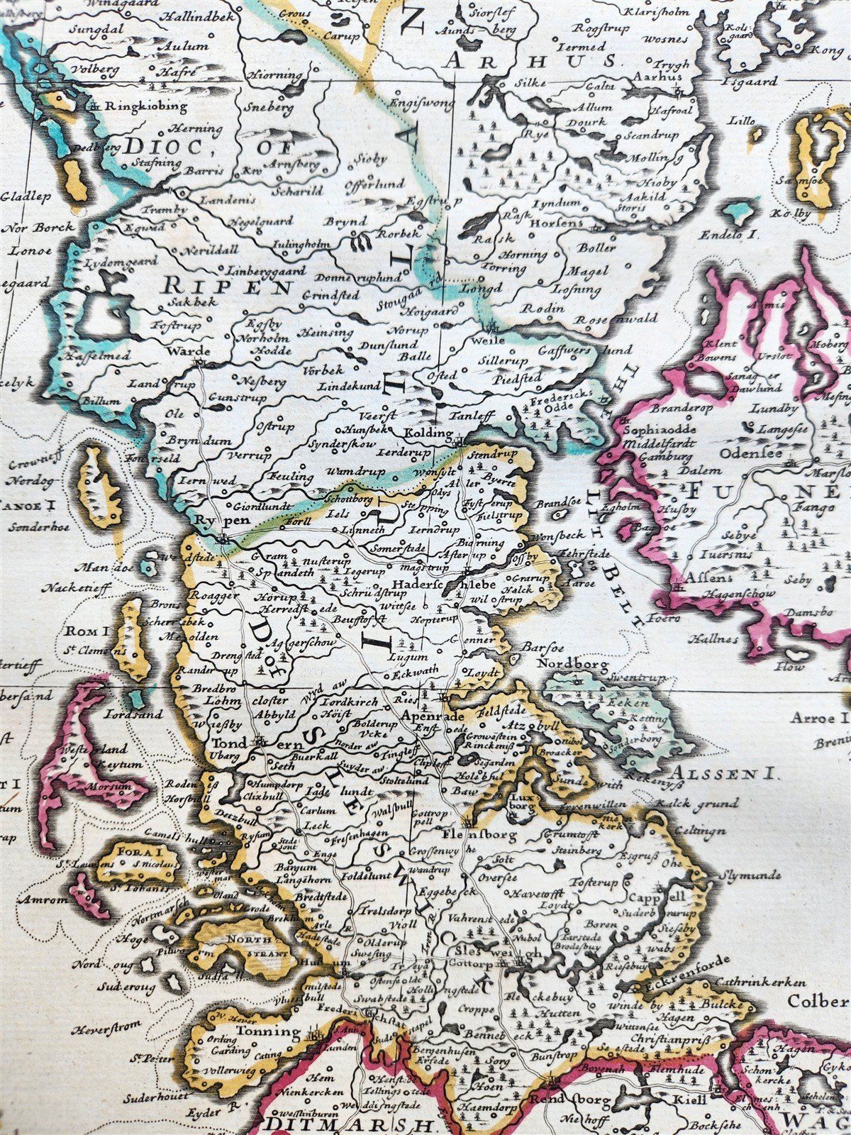 1719 NEW MAP of the KINGDOM of DENMARK by JOHN SENEX antique