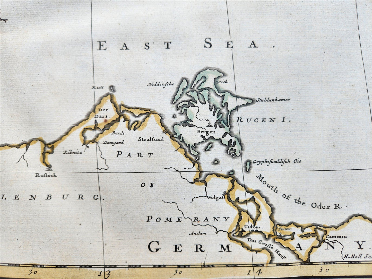 1719 NEW MAP of the KINGDOM of DENMARK by JOHN SENEX antique