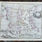 1720 A MAP of GREECE w/ ANATOLIA & VIEW of CONSTANTINOPLE TURKEY Senex antique