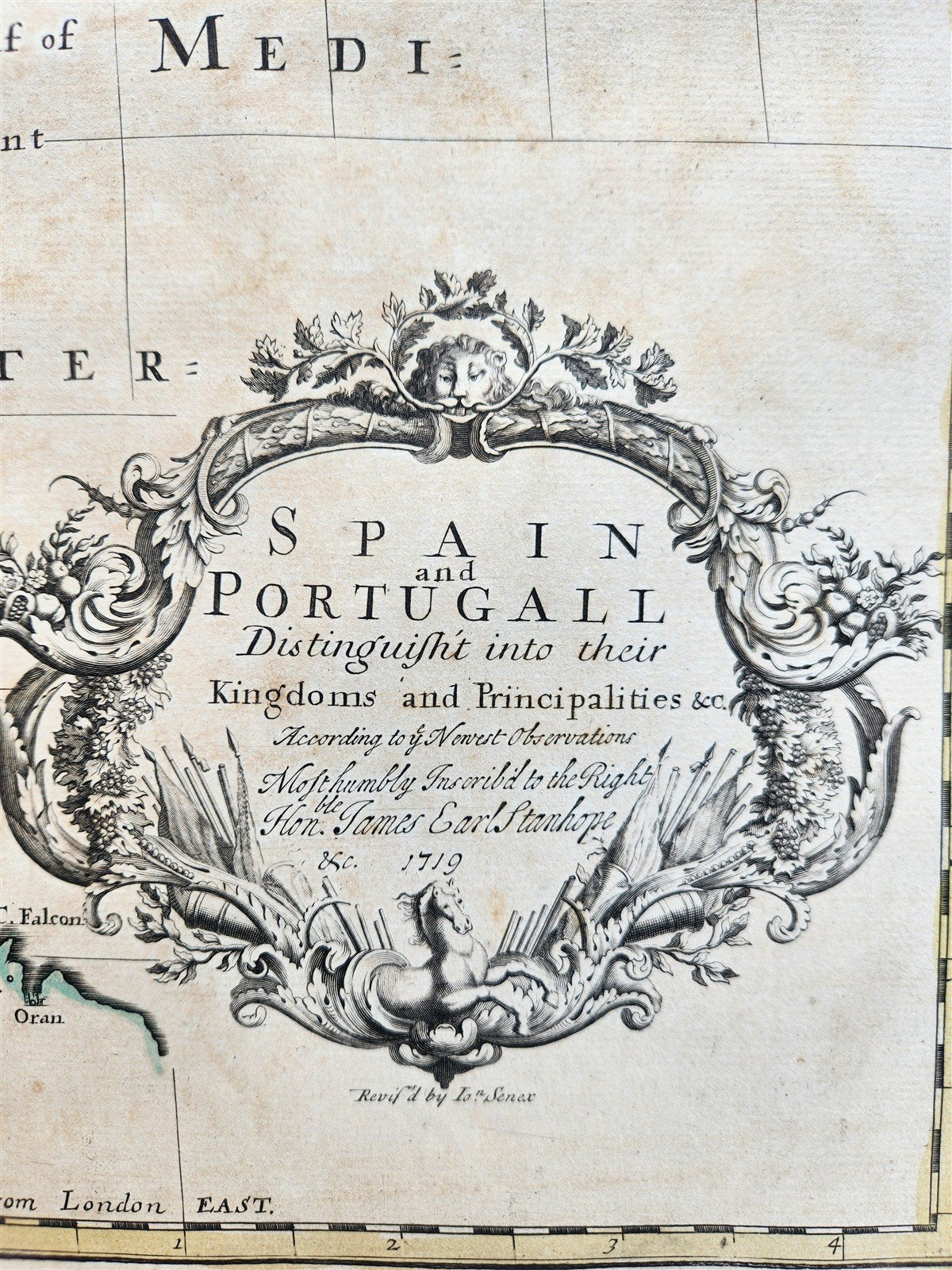 1719 A MAP of SPAIN & PORTUGAL by John Senex antique