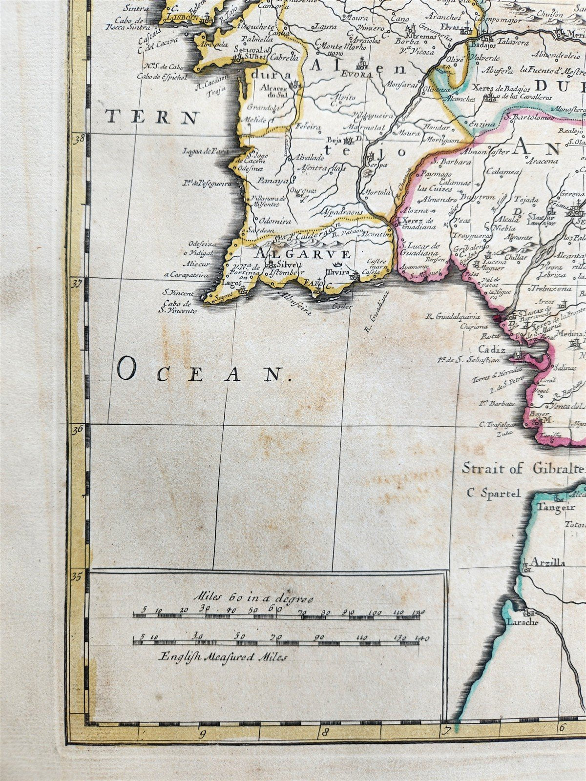 1719 A MAP of SPAIN & PORTUGAL by John Senex antique