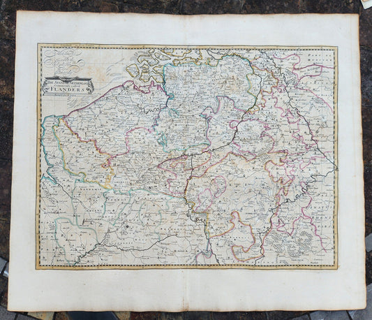 1719 A MAP of FLANDERS BELGIUM LUXEMBURG SPANISH NETHERLAND John Senex antique