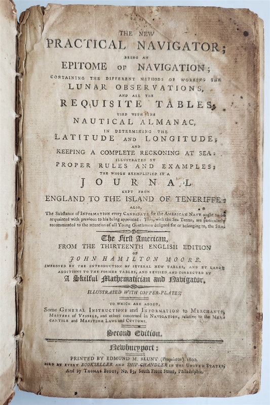 1800 NEW PRACTICAL NAVIGATOR being an EPITOME of NAVIGATION illustrated ANTIQUE