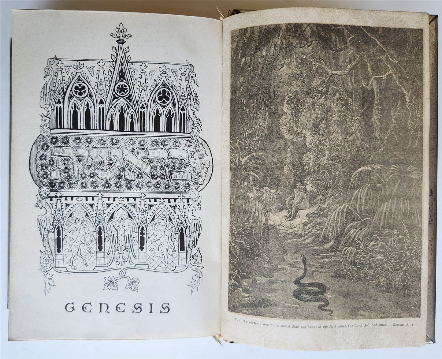 1958 ILLUSTRATED JERUSALEM BIBLE w/ METAL BINDING antique in HEBREW & ENGLISH