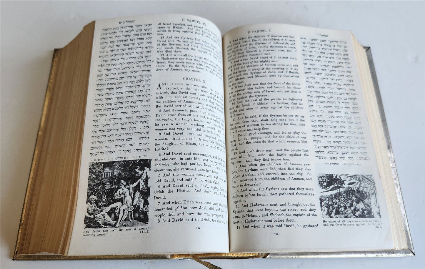 1958 ILLUSTRATED JERUSALEM BIBLE w/ METAL BINDING antique in HEBREW & ENGLISH