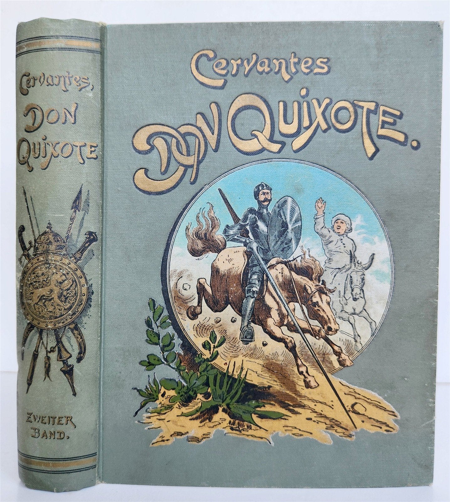 1892 DON QUIXOTE by Miguel de Cervantes ILLUSTRATED antique in GERMAN