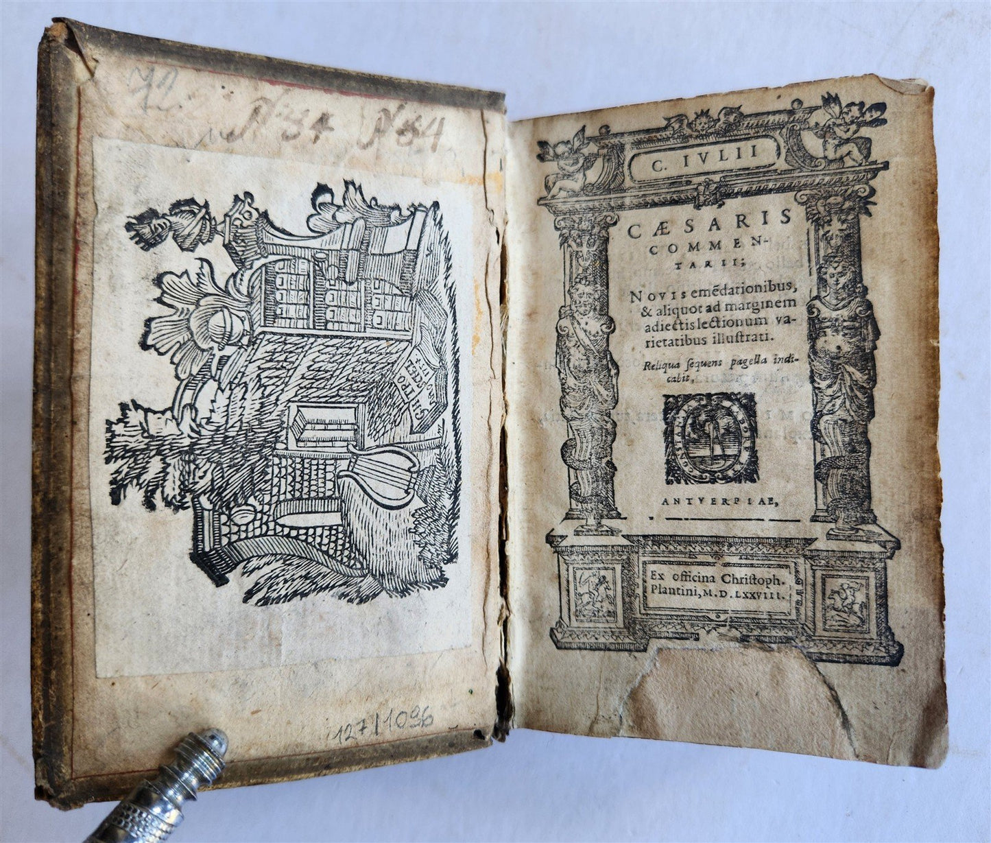 1578 JULIUS CAESAR ILLUSTRATED antique ORIGINAL 16th CENTURY PIGSKIN BINDING