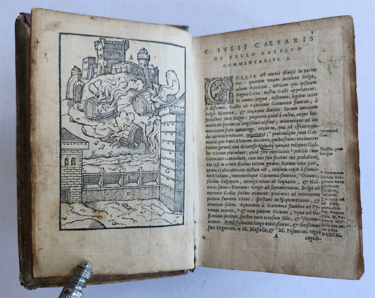 1578 JULIUS CAESAR ILLUSTRATED antique ORIGINAL 16th CENTURY PIGSKIN BINDING