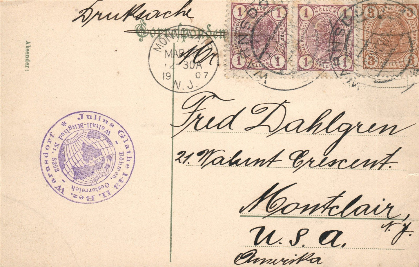 WARNSDORF i. B GERMANY ANTIQUE POSTCARD
