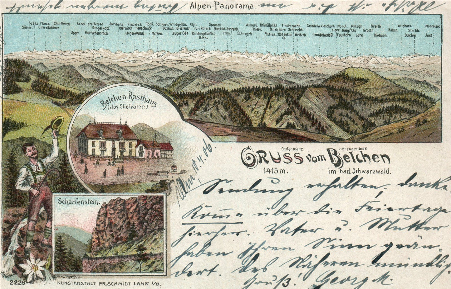 GRUSS VOM BELCHEN GERMANY ANTIQUE POSTCARD