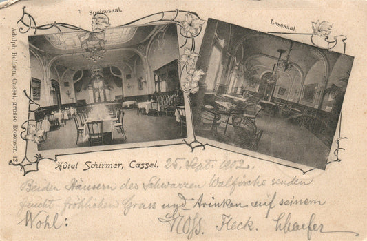 HOTEL SCHIRMER CASSEL GERMANY ANTIQUE POSTCARD