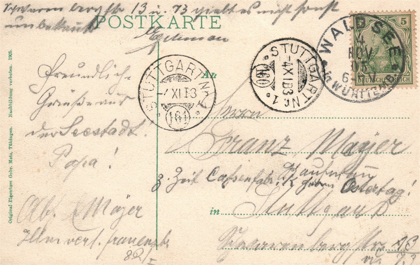 WALDSEE GERMANY ANTIQUE POSTCARD