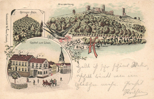 GRUSS aus HERLESHAUSEN GERMANY ANTIQUE POSTCARD