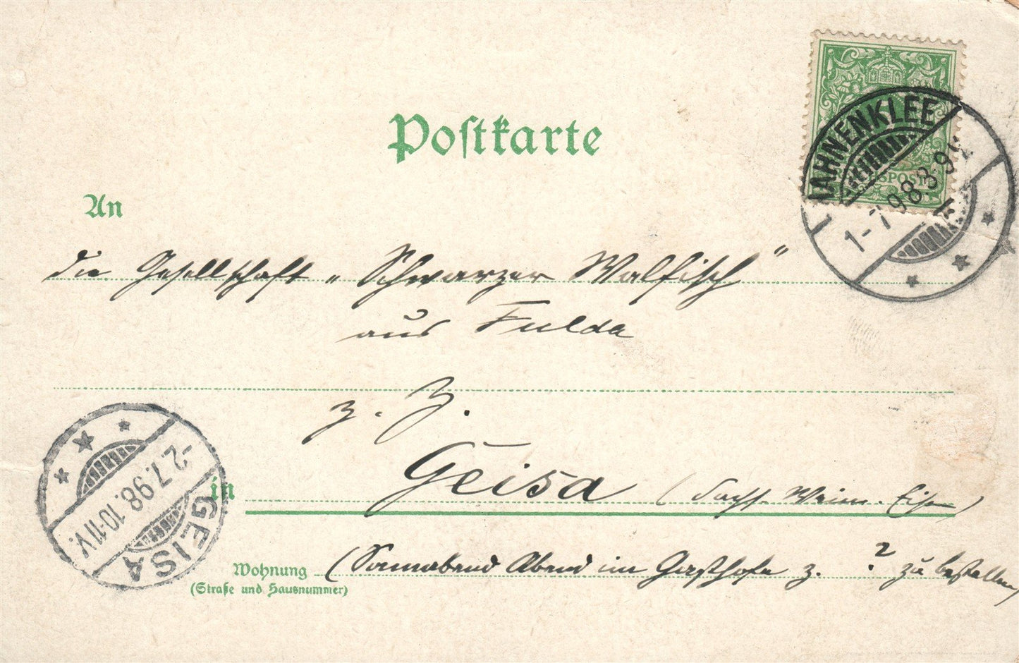 HAHNENKLEE GERMANY 1898 ANTIQUE POSTCARD
