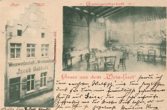 COLOGNE GERMANY Weinwirthschaft & Weinhandung Jacob Gobbels ANTIQUE POSTCARD
