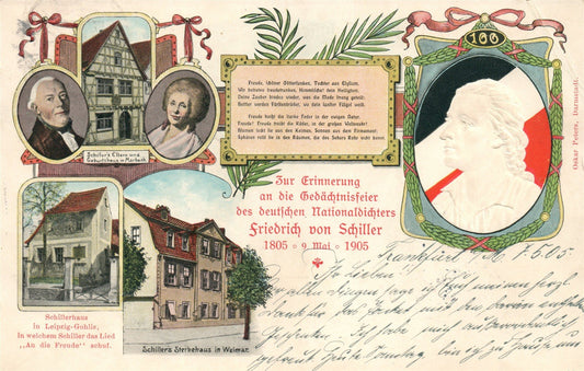 GERMANY FRIEDRICH von SCHILLER 1905 commemorative ANTIQUE POSTCARD