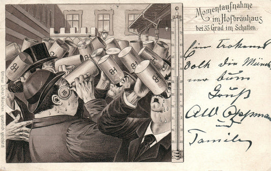 MUNCHEN GERMANY Momentaufnahme im Hofbrauhaus ANTIQUE POSTCARD