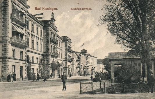 BAD KISSINGEN GERMANY KURHAUS-STRASSE ANTIQUE POSTCARD