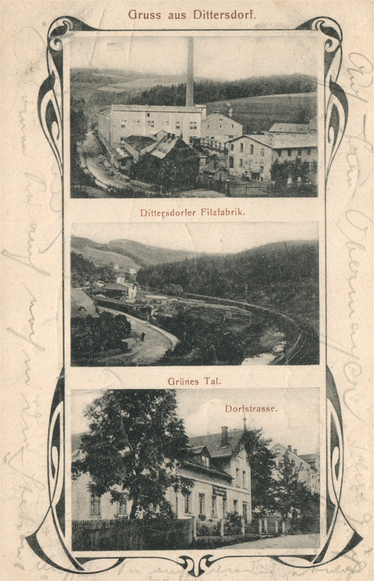 GERMANY DITTERSDORF Filzfabrik ANTIQUE POSTCARD
