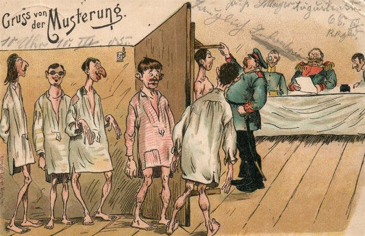 GERMANY MUSTERUNG ANTIQUE COMIC POSTCARD